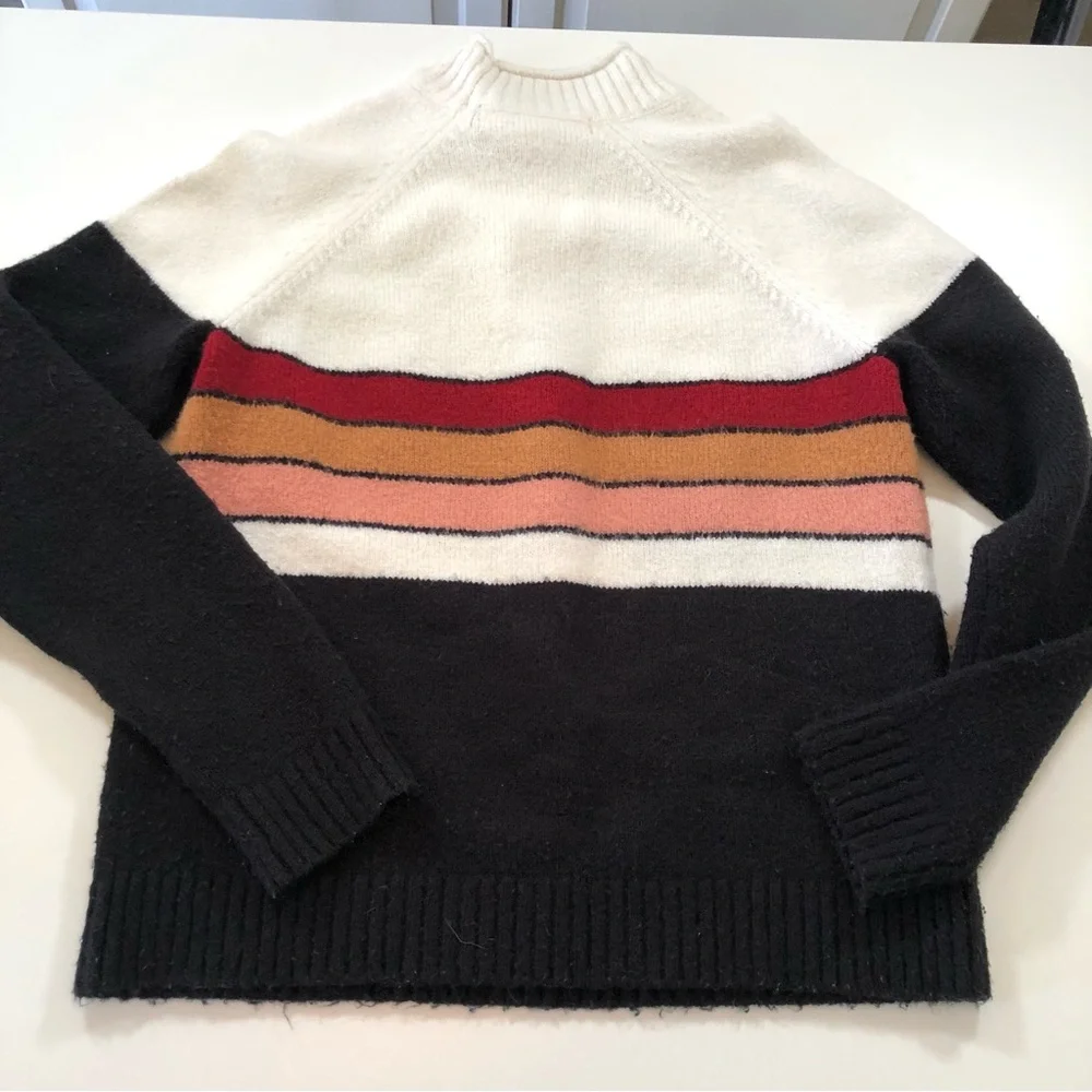 Saltwater Luxe Jane Sweater XS Colorblock Striped Mock Neck Knit